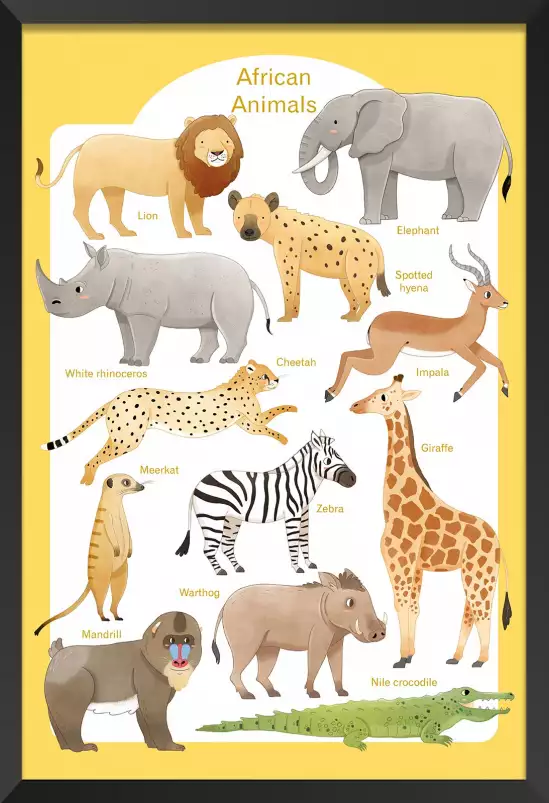 Animaux d'Afrique - affiche pour enfant