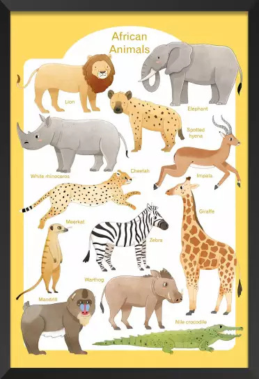 Animaux d'Afrique - affiche pour enfant