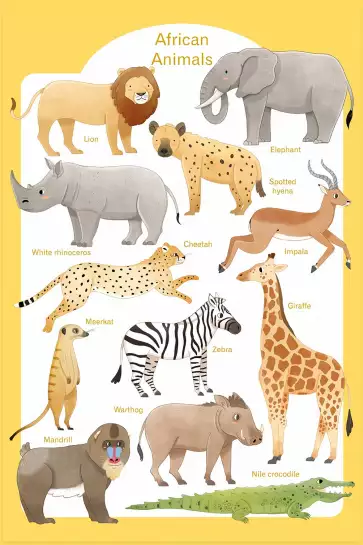 Animaux d'Afrique - affiche pour enfant