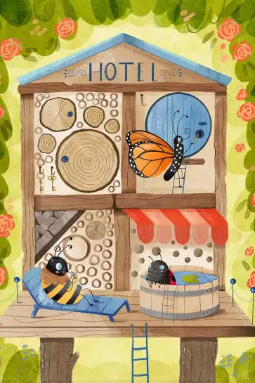 Hôtel pour insectes - affiche pour enfant