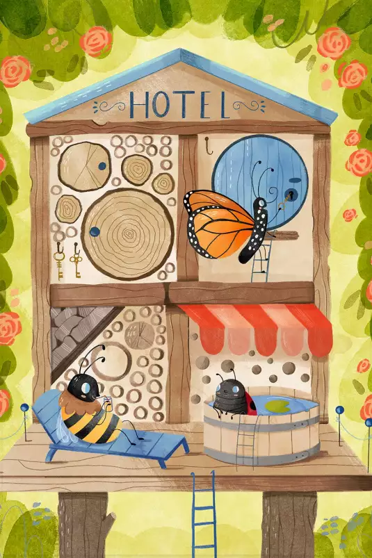 Hôtel pour insectes - affiche pour enfant