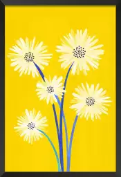 Fleurs à tiges bleues - affiche fleurs