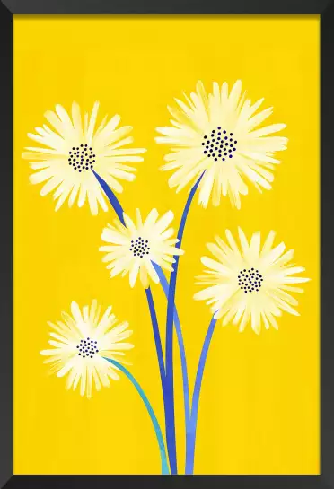 Fleurs à tiges bleues - affiche fleurs