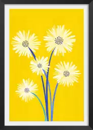 Fleurs à tiges bleues - affiche fleurs