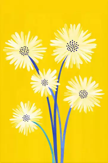 Fleurs à tiges bleues - affiche fleurs