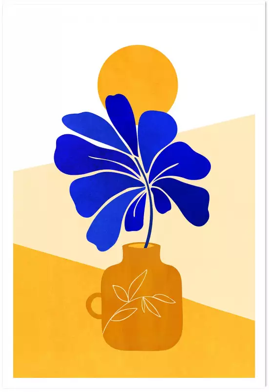 Fleur à pétales bleus - affiche fleurs