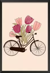 Amsterdam, ville de vélos - affiche de fleurs