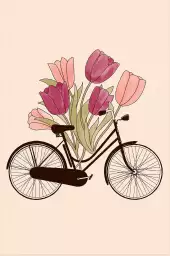 Amsterdam, ville de vélos - affiche de fleurs