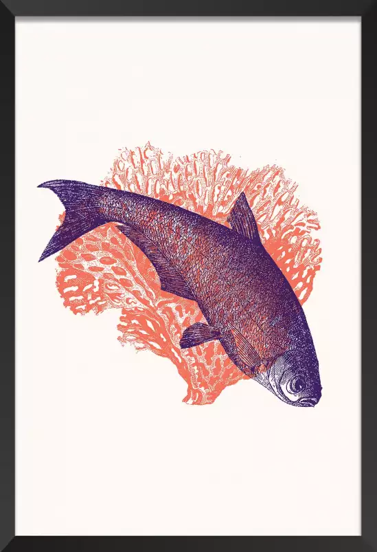 Poisson et corail - affiche surrealiste