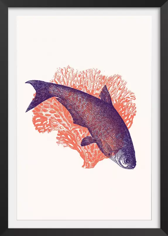 Poisson et corail - affiche surrealiste