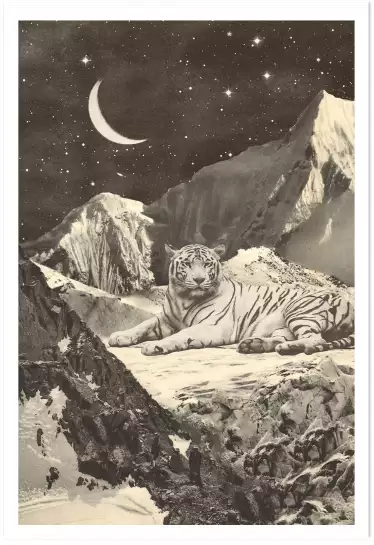 Tigre blanc géant - affiche surrealiste