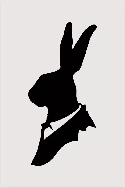 Lapin en costume - affiche surrealiste