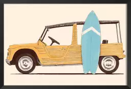 Mehari et surf - affiche voiture vintage