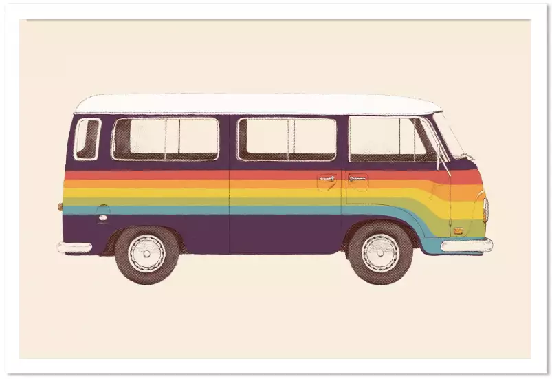 Van rainbow - affiche voiture vintage