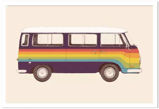Van rainbow - affiche voiture vintage