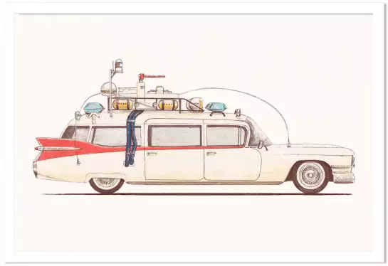 Ghostbusters car - affiche voiture vintage