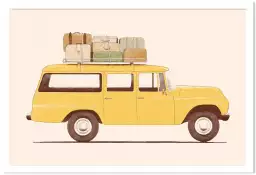 Travel car - affiche voiture vintage