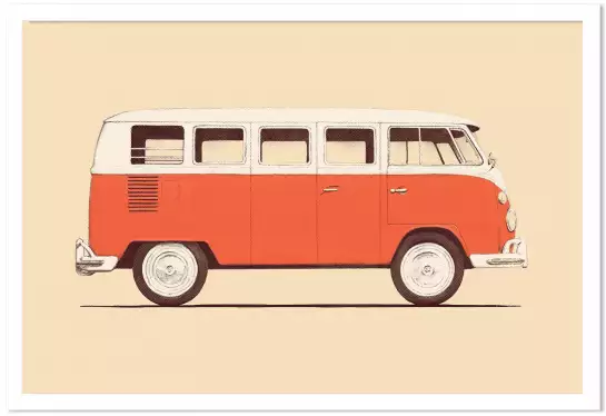 Red van - affiche voiture vintage