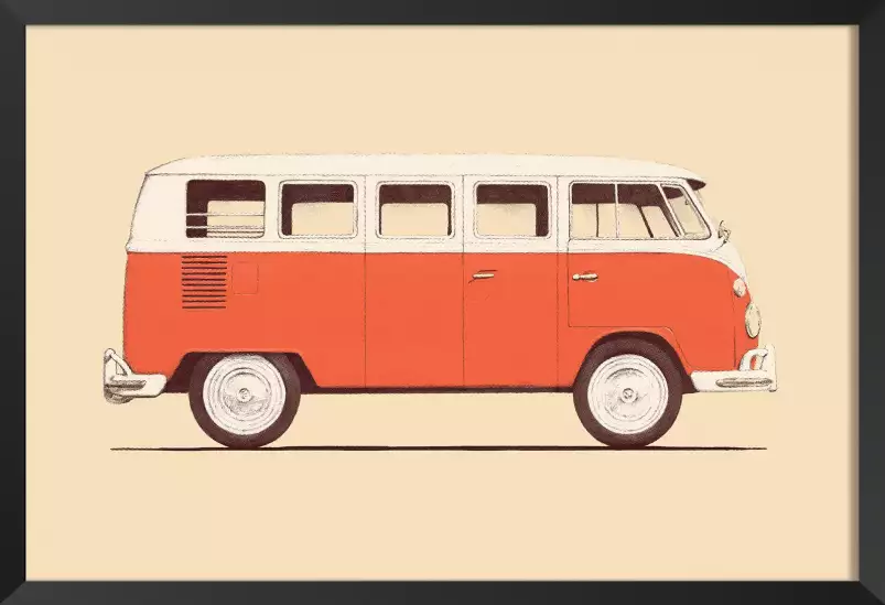 Red van - affiche voiture vintage