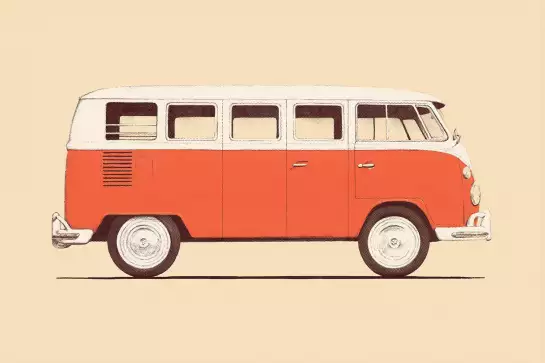 Red van - affiche voiture vintage