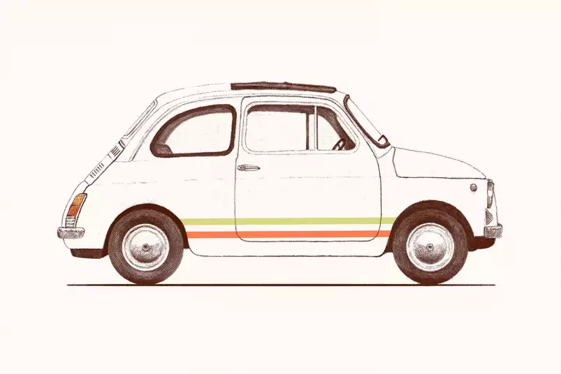 Fiat 500 vintage - affiche voiture vintage