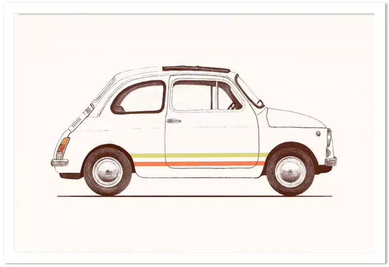 Fiat 500 vintage - affiche voiture vintage