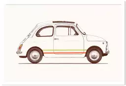 Fiat 500 vintage - affiche voiture vintage