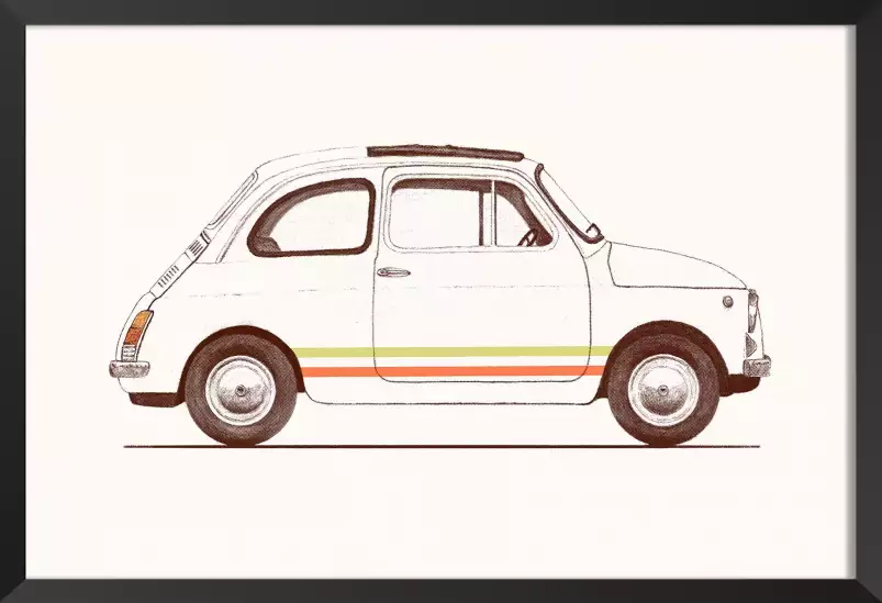 Fiat 500 vintage - affiche voiture vintage