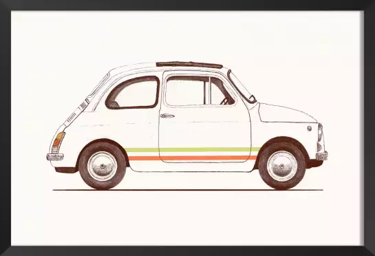 Fiat 500 vintage - affiche voiture vintage