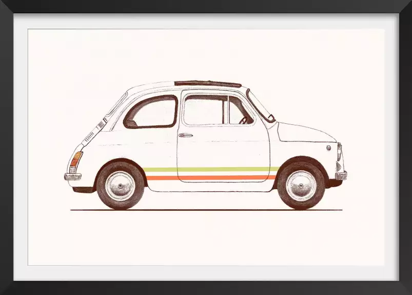 Fiat 500 vintage - affiche voiture vintage