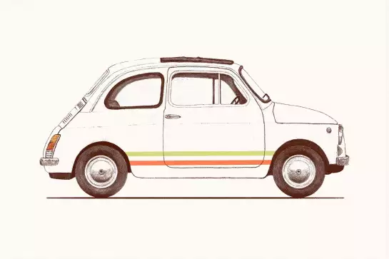 Fiat 500 vintage - affiche voiture vintage