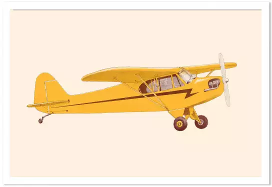 Avion piper club - affiche retro vintage