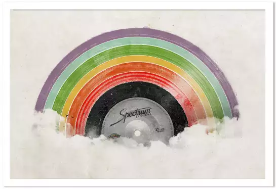 Rainbow records - affiche retro vintage