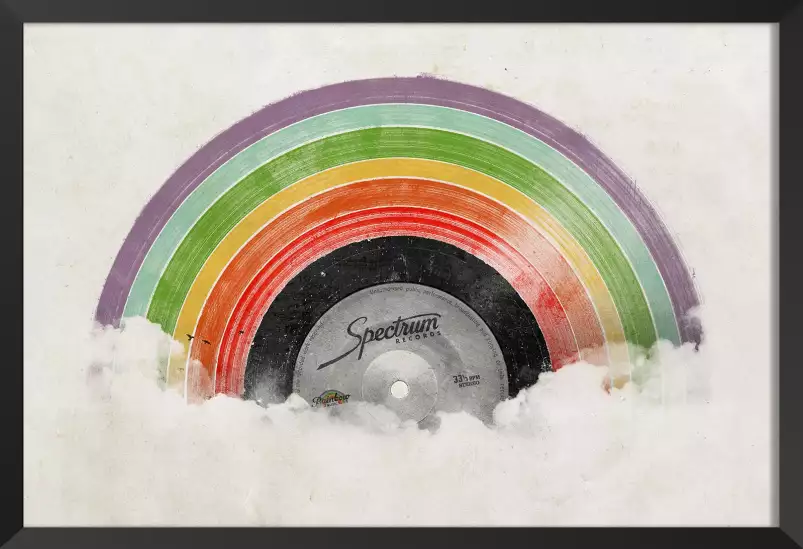 Rainbow records - affiche retro vintage