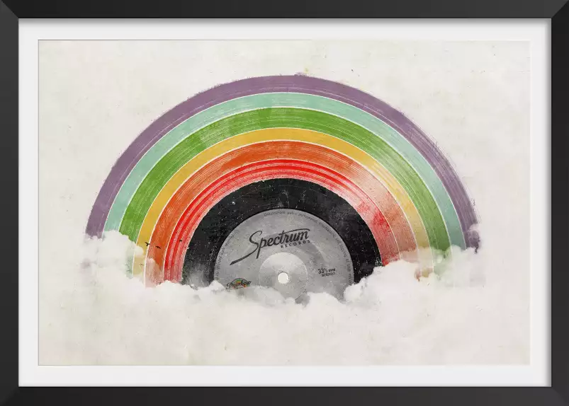 Rainbow records - affiche retro vintage