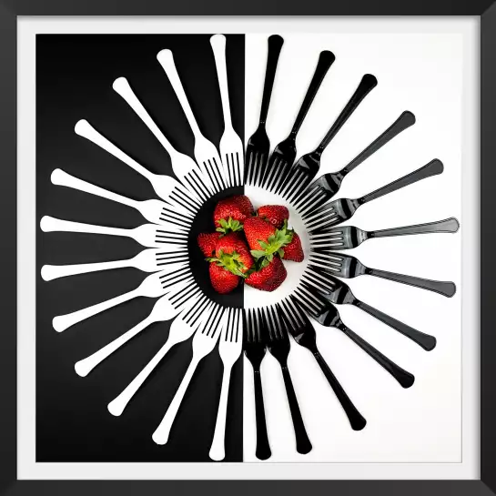 Fraise centrale - affiche cuisine design