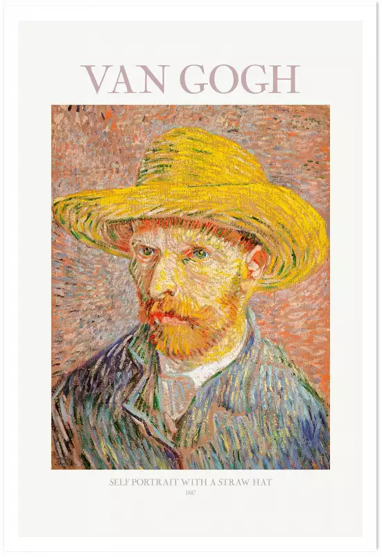 Autoportrait au chapeau de paille - Tableau de Vincent Van Gogh