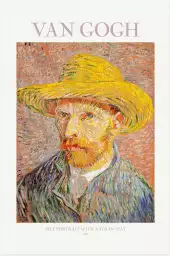 Autoportrait au chapeau de paille - Tableau de Vincent Van Gogh