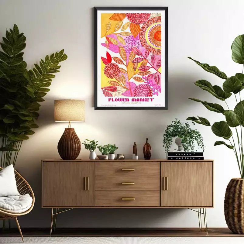 Fleurs et mandala - affiche de fleurs