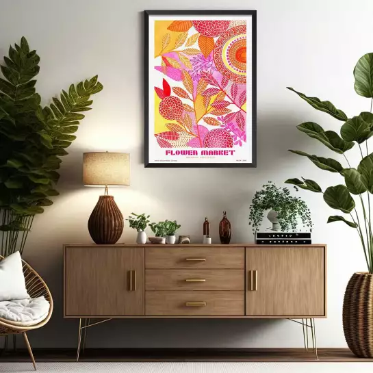 Fleurs et mandala - affiche de fleurs