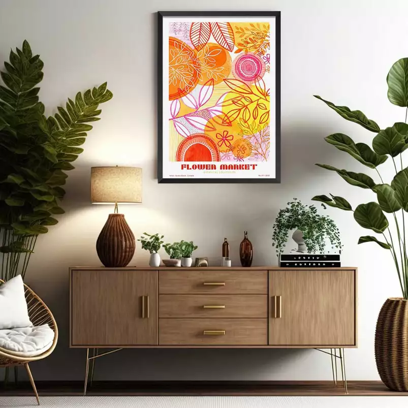 Flower market orange - affiche de fleurs