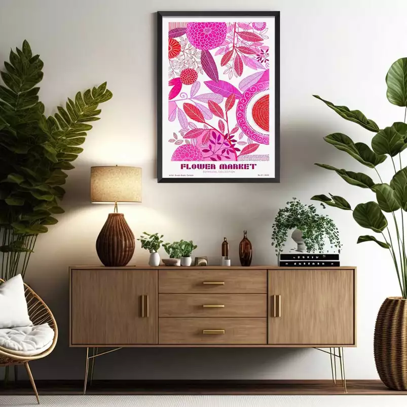 Flower market pinky - affiche de fleurs