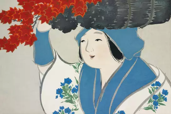 Femme de Momoyogusa de Kamisaka Sekka - tableau japonais