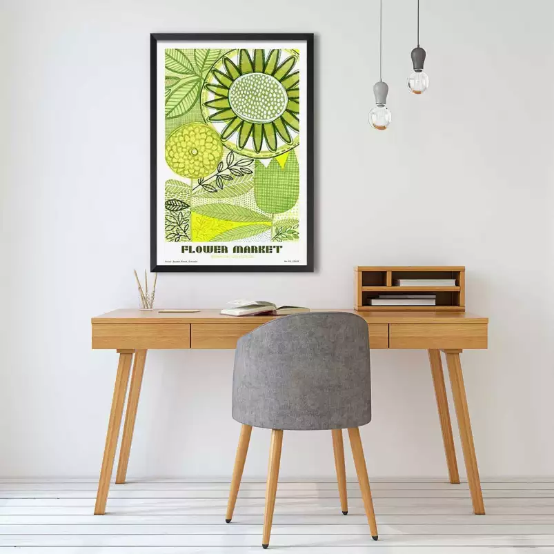 Flower market green - affiche de fleurs