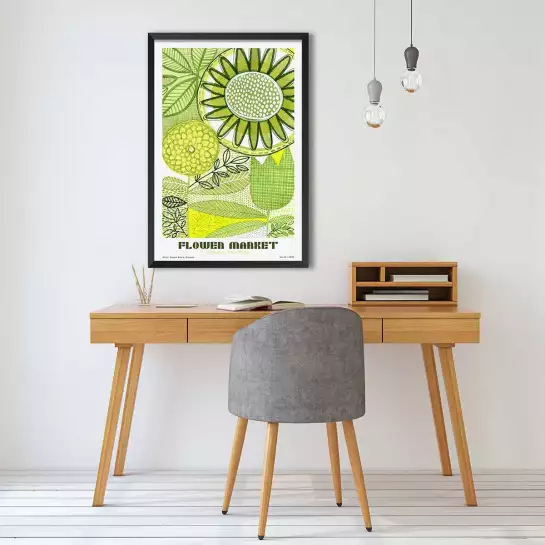 Flower market green - affiche de fleurs