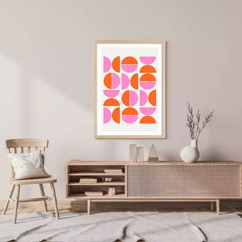 Pink kiss 2 - affiche art geometrique