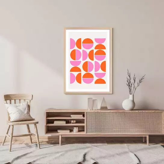 Pink kiss 2 - affiche art geometrique