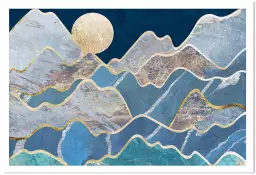 Paysage de montagnes au clair de lune - abstrait tableau design