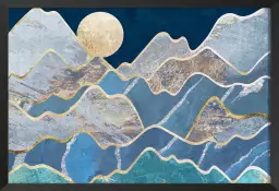 Paysage de montagnes au clair de lune - abstrait tableau design