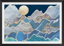 Paysage de montagnes au clair de lune - abstrait tableau design